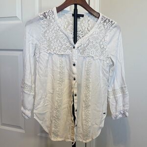 American Eagle Outfitters White Lace Blouse